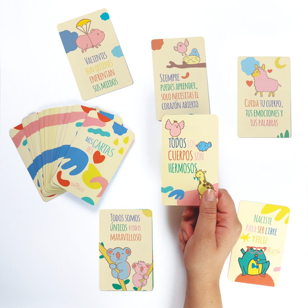 Mis cartas del corazón - Set 30 cartas inspiradoras - Frases lindas antes de dormir - Para niños desde 1 año en adelante
