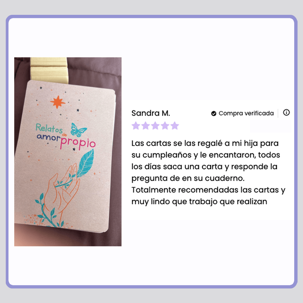 Cartas Relatos de Amor Propio - Autoconocimiento y Autocuidado - Mazo de 50 cartas