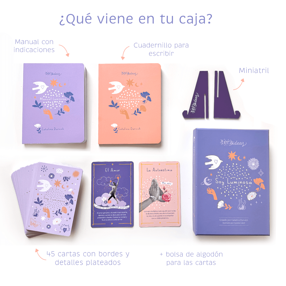 Cartas Soy Luminosa PAZ + Manual - Mazo cartas inspiradoras - Oráculo y Autoconocimiento