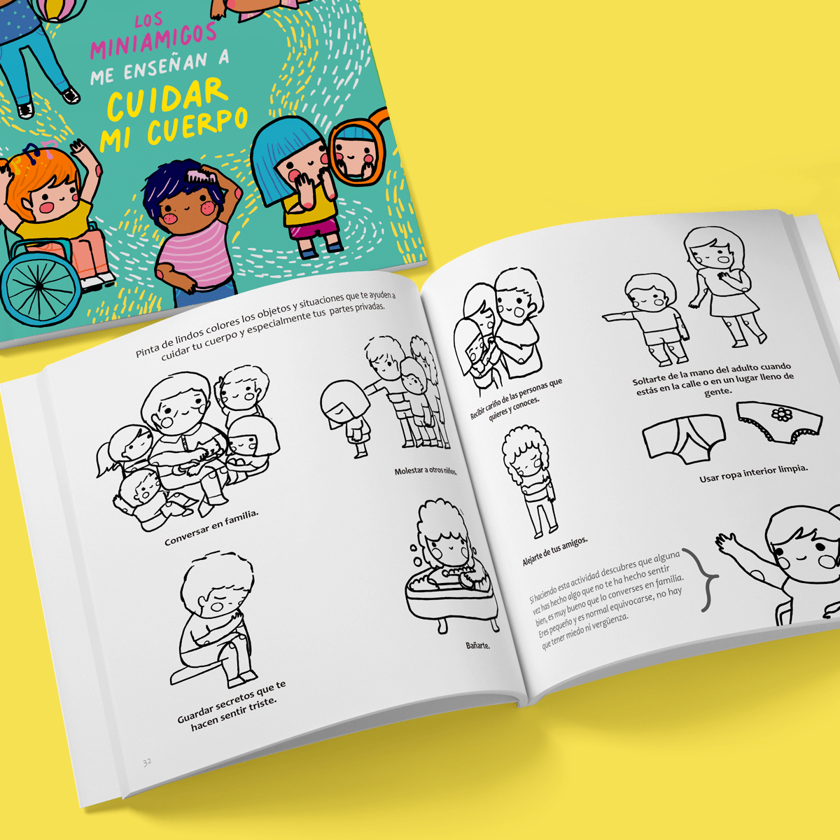 Libro MiniAmigos me enseñan a cuidar mi cuerpo - Autocuidado - Prevención - Actividades para Pintar - Para niños desde 3 años - Editorial Teraideas