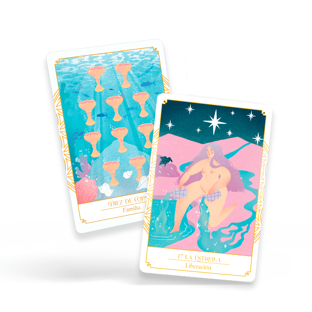 Tarot Sincronía - Mazo de 78 cartas de Tarot dorado - Mazo aprendizaje con minilibro