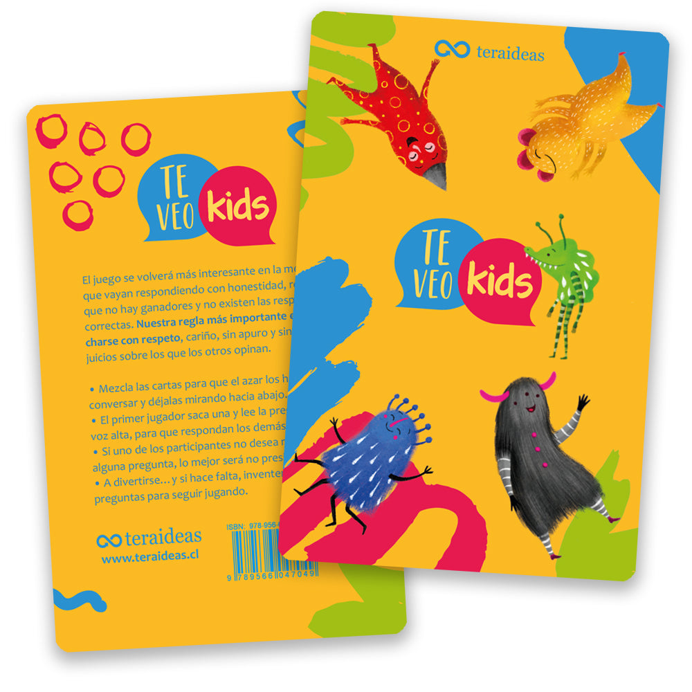 Cartas Te Veo Kids  - Juego de preguntas motivadoras - para niños y padres - Educación emocional